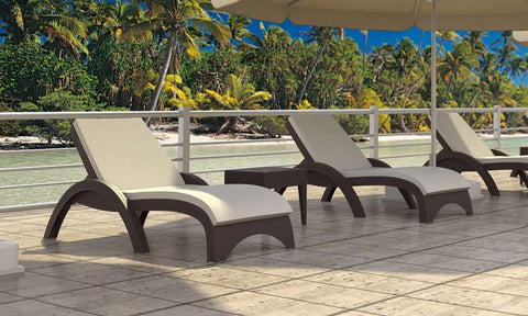 Siesta Resin Rattan Sun Lounger with Cushions 3 Piece Package with Miami Side Table