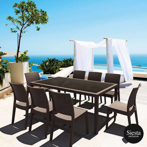 Siesta Tahiti 6 Seater Resin Rattan Dining Setting with Florida Chair