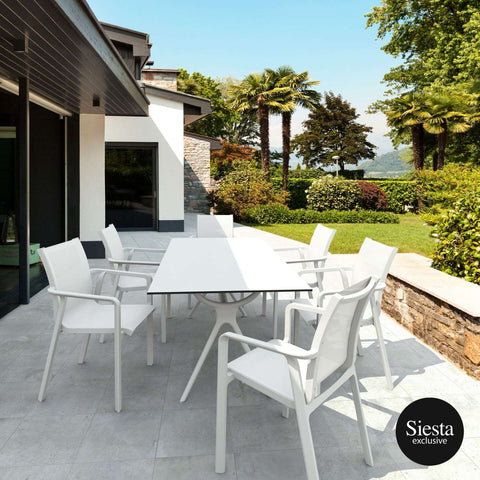 Siesta 7 Piece Patio Dining Setting with Pacific Arm Chairs