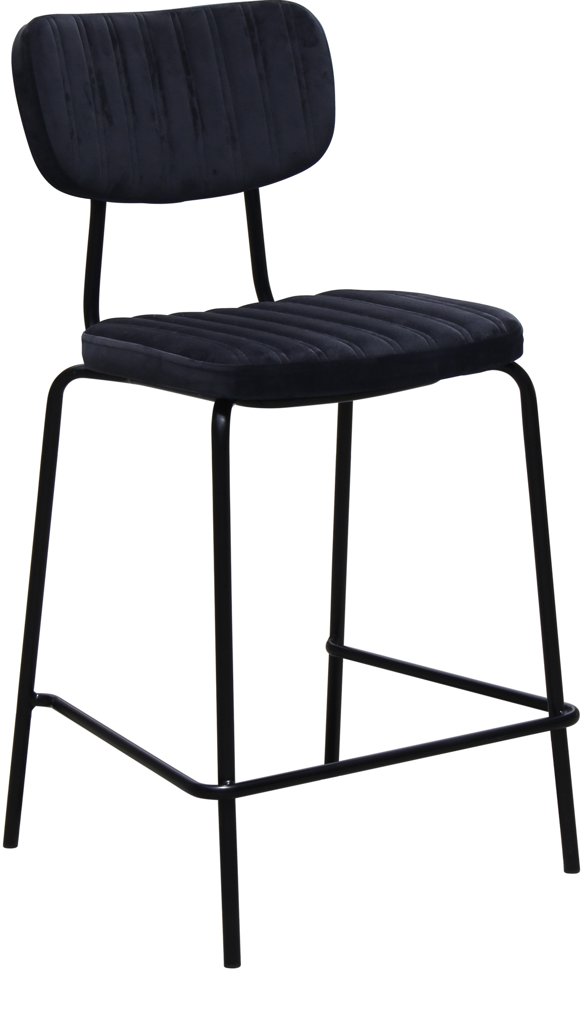 Tiramisu 650mm Barstool - Black Frame with Black Velvet Seat & Back Rest