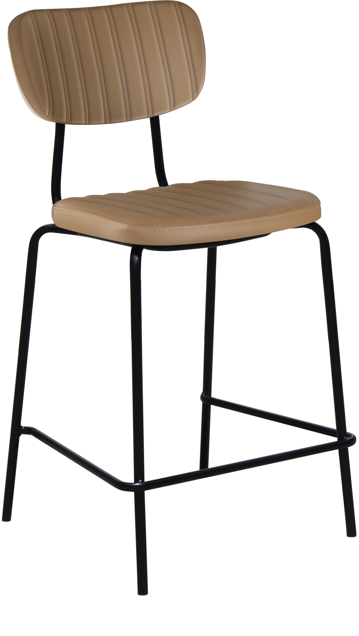 Tiramisu 650mm Barstool - Black Frame with Taupe Vinyl Seat & Back Rest