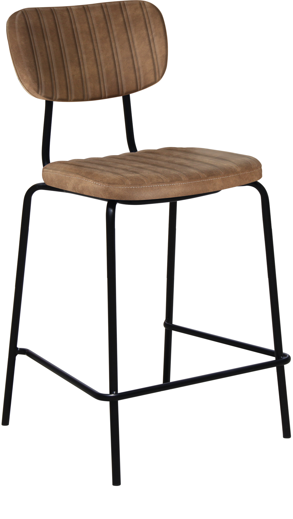 Tiramisu 650mm Barstool - Black Frame with Mocha Fabric Seat & Back Rest