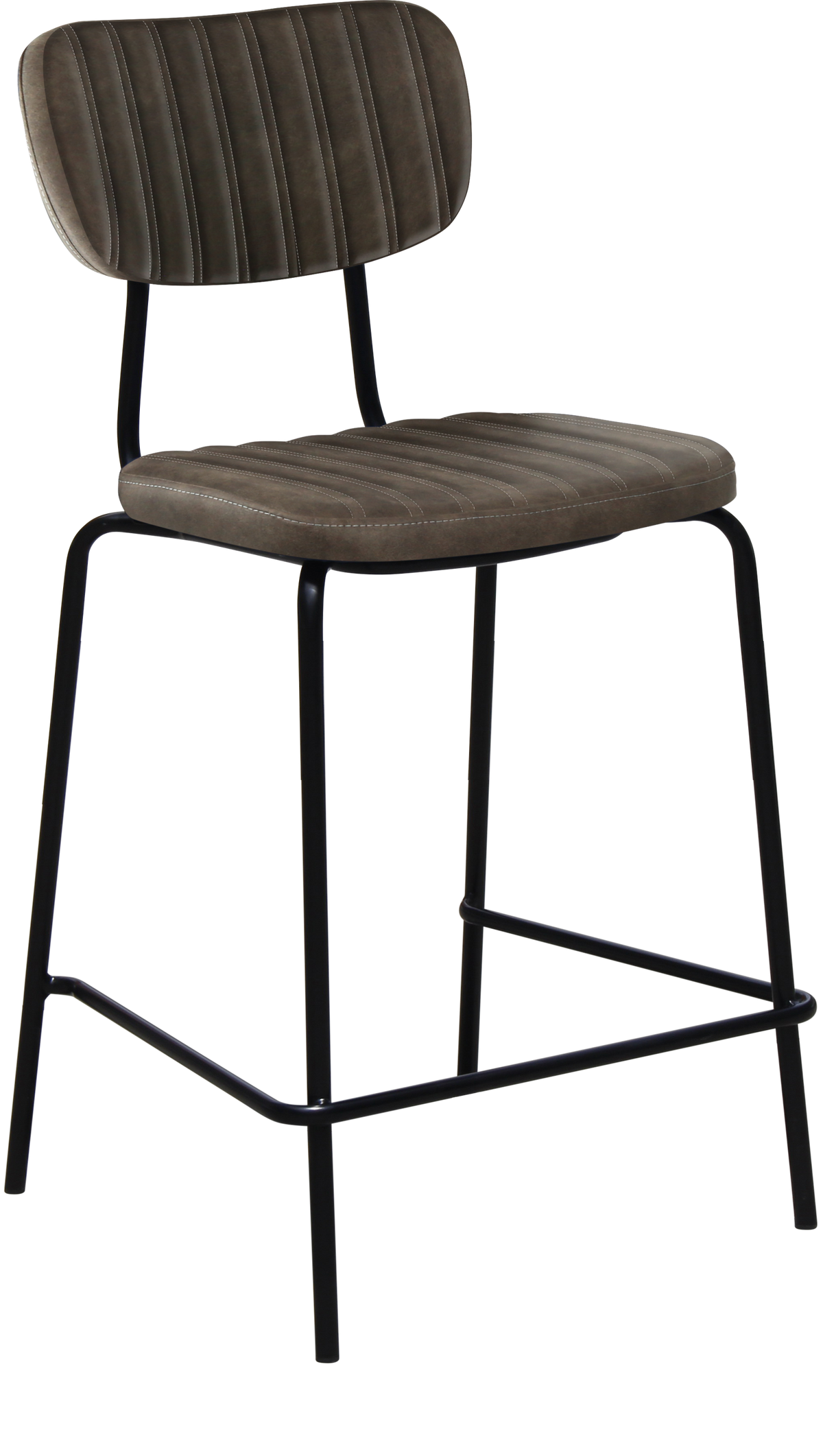 Tiramisu 650mm Barstool - Black Frame with Charcoal Fabric Seat & Back Rest