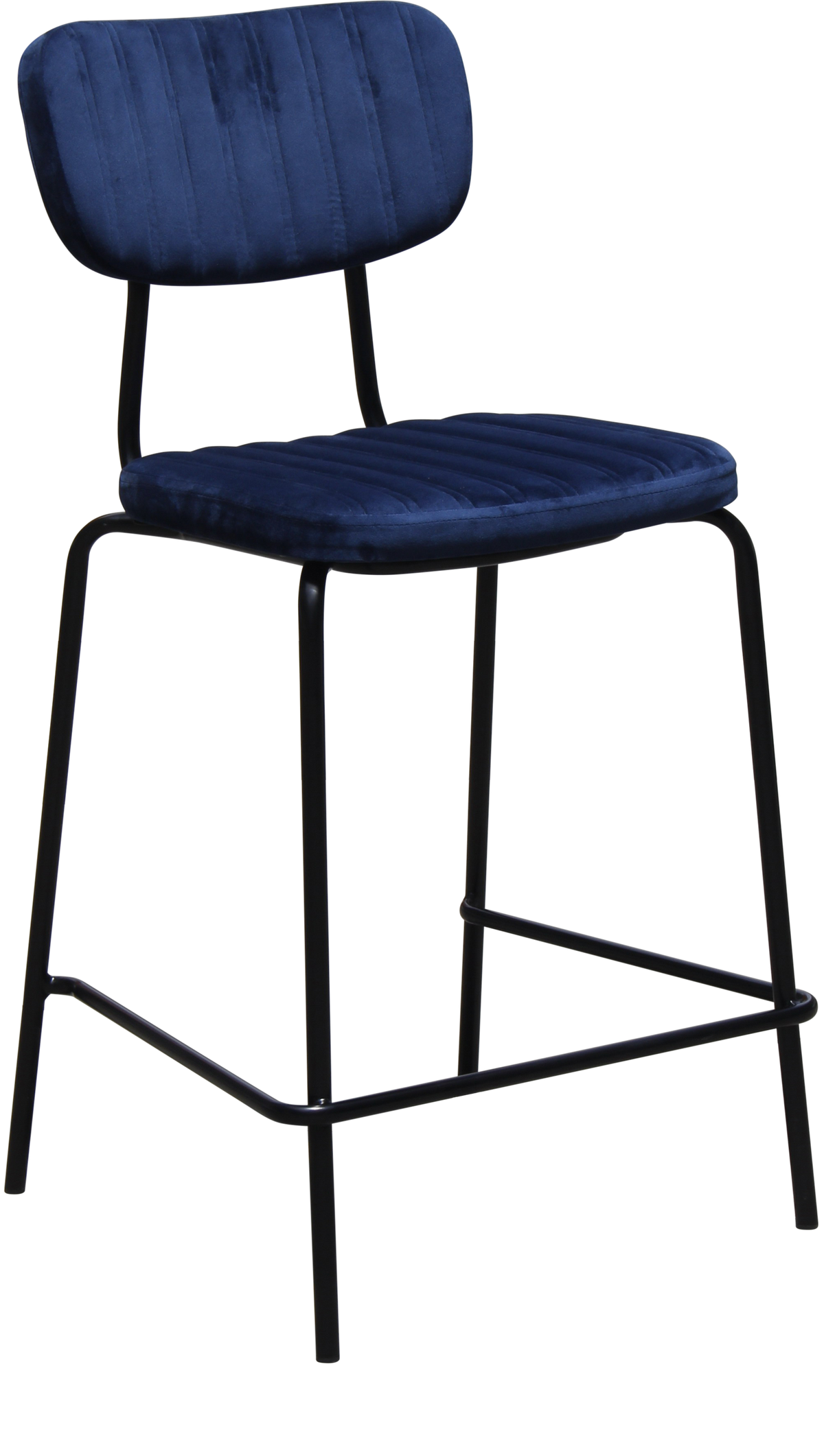 Tiramisu 650mm Barstool - Black Frame with Denim Velvet Seat & Back Rest