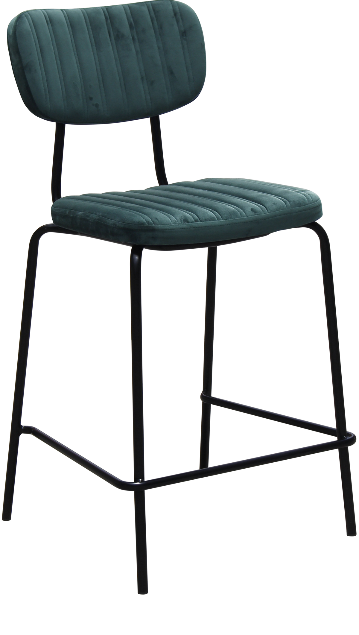 Tiramisu 650mm Barstool - Black Frame with Forest Green Velvet Seat & Back Rest
