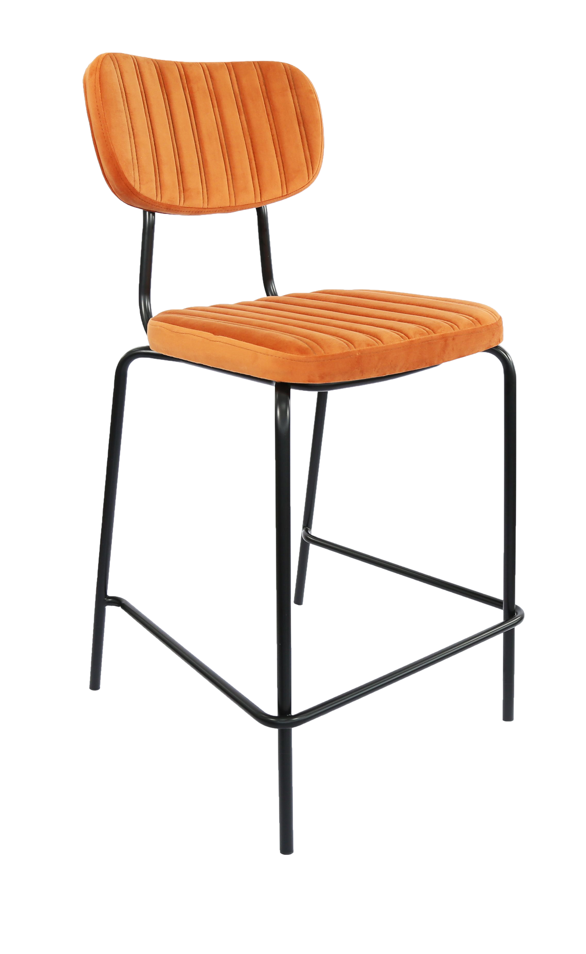 Tiramisu 650mm Barstool - Black Frame with Burnt Orange Velvet Seat & Back Rest