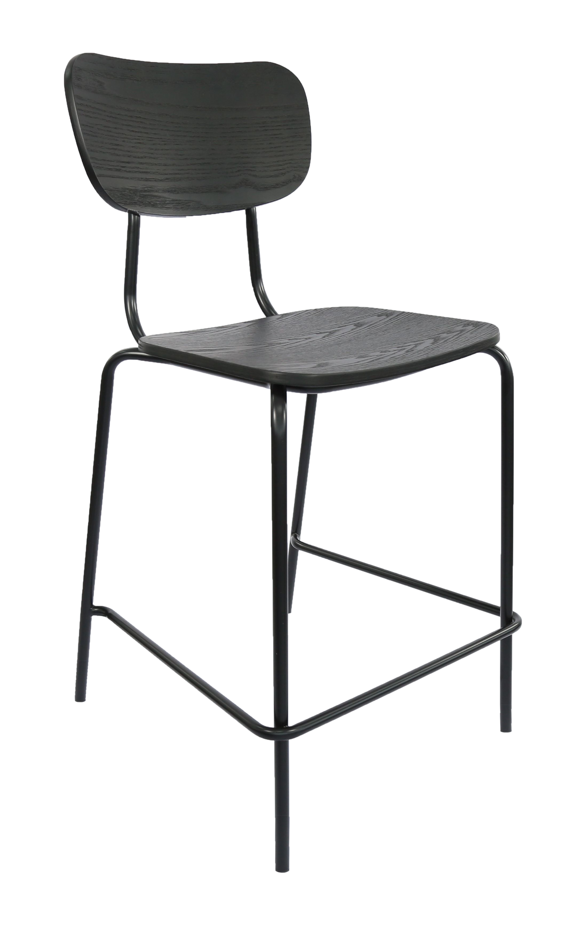 Tiramisu 650mm Barstool - Black Frame with Black Ply Seat & Back Rest