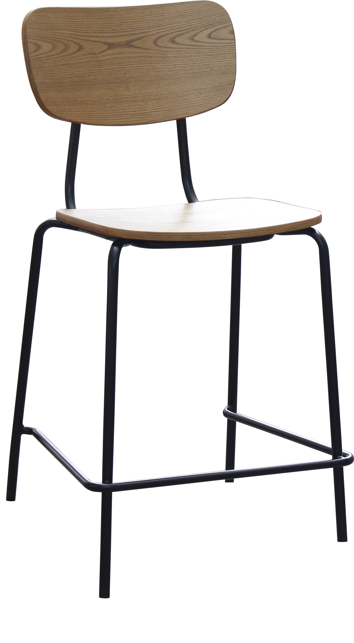 Tiramisu 650mm Barstool - Black Frame with Oak Ply Seat & Back Rest