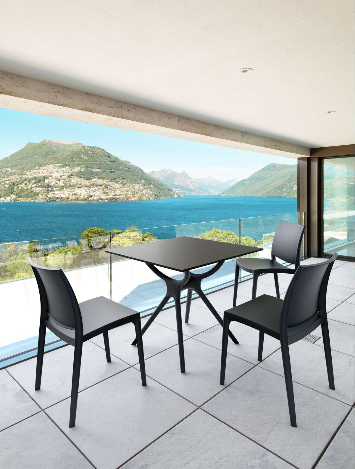 Siesta Air Outdoor Balcony Table Setting with 3 Chairs