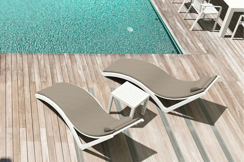 Siesta Pool Side 3 Piece Slim Sun Lounger Package with Ocean Side Table