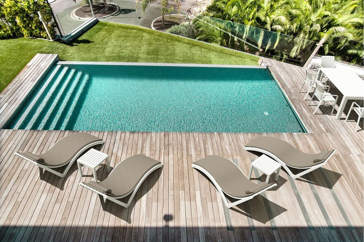 Siesta Pool Side 6 Piece Slim Sun Lounger Package with Ocean Side Table