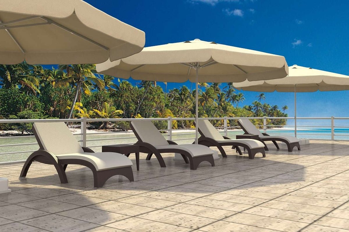 Siesta Resin Rattan Sun Lounger with Cushions 6 Piece Package with Miami Side Table