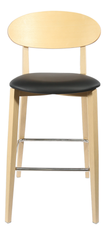 Durafurn Atlanta Barstool - Narrow Ply Backrest - Oak Frame/Black Vinyl Seat & Ply Backrest