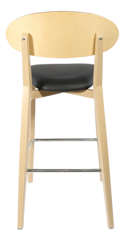 Durafurn Atlanta Barstool - Narrow Ply Backrest - Oak Frame/Black Vinyl Seat & Ply Backrest