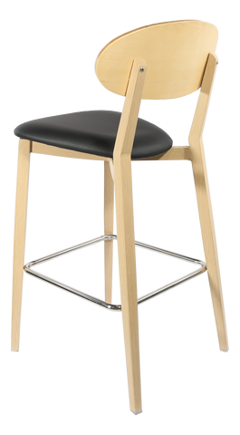 Durafurn Atlanta Barstool - Narrow Ply Backrest - Oak Frame/Black Vinyl Seat & Ply Backrest