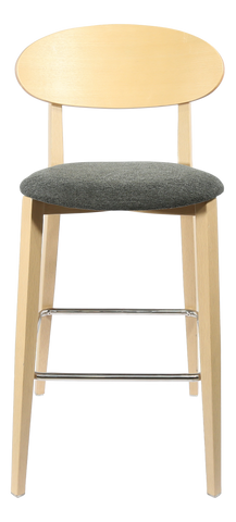 Durafurn Atlanta Barstool - Narrow Ply Backrest - Oak Frame/Black Vinyl Seat & Ply Backrest