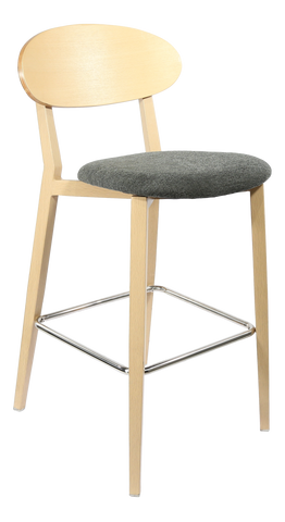 Durafurn Atlanta Barstool - Narrow Ply Backrest - Oak Frame/Black Vinyl Seat & Ply Backrest