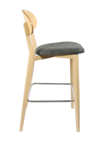 Durafurn Atlanta Barstool - Narrow Ply Backrest - Oak Frame/Black Vinyl Seat & Ply Backrest