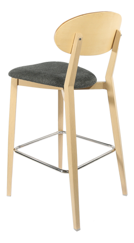 Durafurn Atlanta Barstool - Narrow Ply Backrest - Oak Frame/Black Vinyl Seat & Ply Backrest