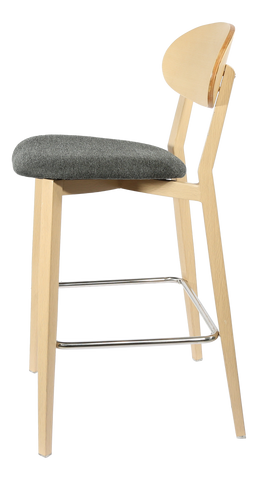 Durafurn Atlanta Barstool - Narrow Ply Backrest - Oak Frame/Black Vinyl Seat & Ply Backrest