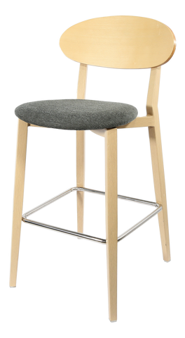 Durafurn Atlanta Barstool - Narrow Ply Backrest - Oak Frame/Black Vinyl Seat & Ply Backrest