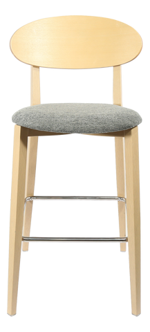 Durafurn Atlanta Barstool - Narrow Ply Backrest - Oak Frame/Black Vinyl Seat & Ply Backrest