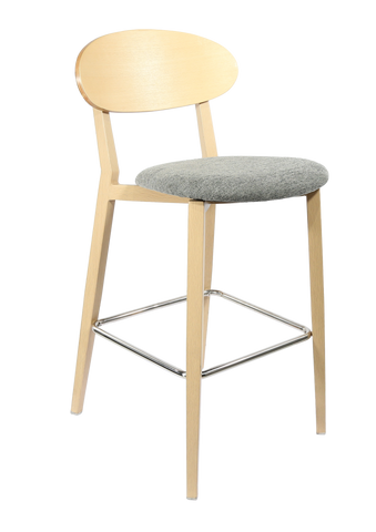 Durafurn Atlanta Barstool - Narrow Ply Backrest - Oak Frame/Black Vinyl Seat & Ply Backrest