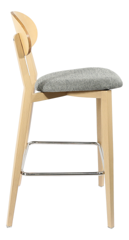 Durafurn Atlanta Barstool - Narrow Ply Backrest - Oak Frame/Black Vinyl Seat & Ply Backrest