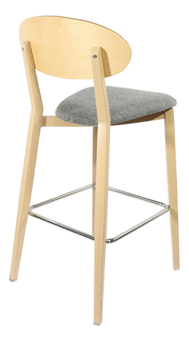 Durafurn Atlanta Barstool - Narrow Ply Backrest - Oak Frame/Black Vinyl Seat & Ply Backrest