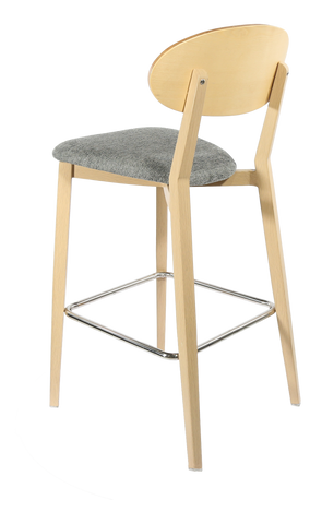 Durafurn Atlanta Barstool - Narrow Ply Backrest - Oak Frame/Black Vinyl Seat & Ply Backrest