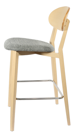 Durafurn Atlanta Barstool - Narrow Ply Backrest - Oak Frame/Black Vinyl Seat & Ply Backrest