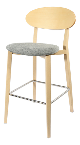 Durafurn Atlanta Barstool - Narrow Ply Backrest - Oak Frame/Black Vinyl Seat & Ply Backrest