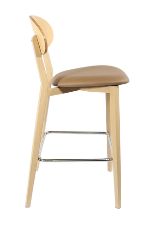 Durafurn Atlanta Barstool - Narrow Ply Backrest - Oak Frame/Black Vinyl Seat & Ply Backrest