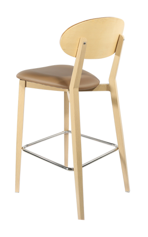 Durafurn Atlanta Barstool - Narrow Ply Backrest - Oak Frame/Black Vinyl Seat & Ply Backrest