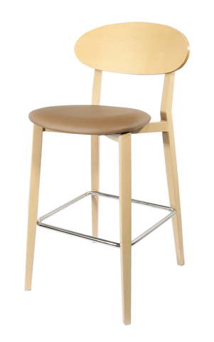 Durafurn Atlanta Barstool - Narrow Ply Backrest - Oak Frame/Black Vinyl Seat & Ply Backrest