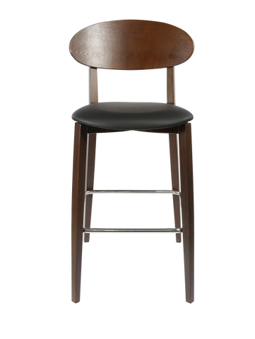 Durafurn Atlanta Barstool - Narrow Ply Backrest - Oak Frame/Black Vinyl Seat & Ply Backrest