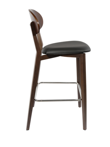 Durafurn Atlanta Barstool - Narrow Ply Backrest - Oak Frame/Black Vinyl Seat & Ply Backrest