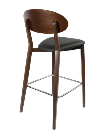 Durafurn Atlanta Barstool - Narrow Ply Backrest - Oak Frame/Black Vinyl Seat & Ply Backrest