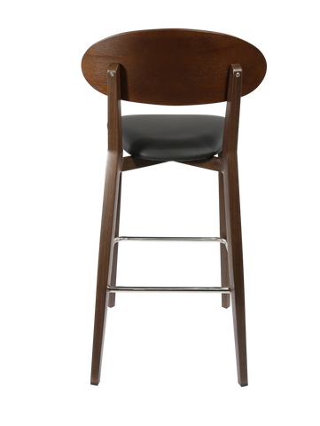 Durafurn Atlanta Barstool - Narrow Ply Backrest - Oak Frame/Black Vinyl Seat & Ply Backrest