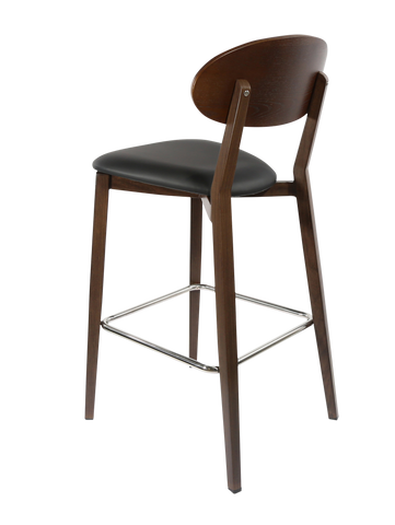 Durafurn Atlanta Barstool - Narrow Ply Backrest - Oak Frame/Black Vinyl Seat & Ply Backrest