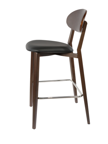 Durafurn Atlanta Barstool - Narrow Ply Backrest - Oak Frame/Black Vinyl Seat & Ply Backrest