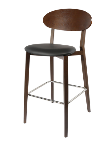 Durafurn Atlanta Barstool - Narrow Ply Backrest - Oak Frame/Black Vinyl Seat & Ply Backrest