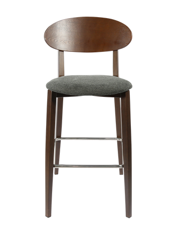 Durafurn Atlanta Barstool - Narrow Ply Backrest - Oak Frame/Black Vinyl Seat & Ply Backrest