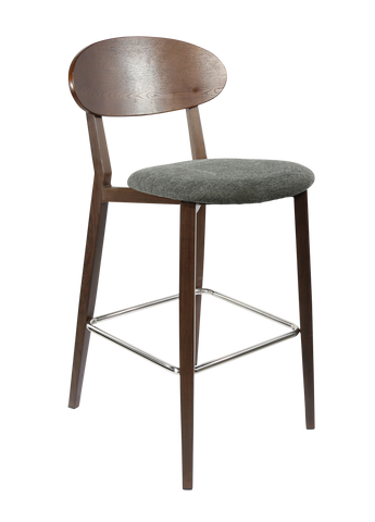 Durafurn Atlanta Barstool - Narrow Ply Backrest - Oak Frame/Black Vinyl Seat & Ply Backrest