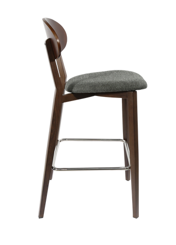 Durafurn Atlanta Barstool - Narrow Ply Backrest - Oak Frame/Black Vinyl Seat & Ply Backrest