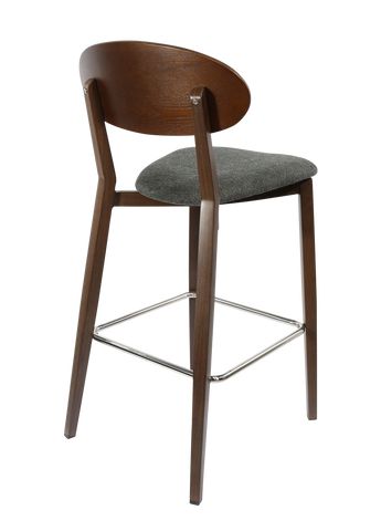 Durafurn Atlanta Barstool - Narrow Ply Backrest - Oak Frame/Black Vinyl Seat & Ply Backrest