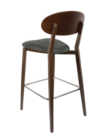 Durafurn Atlanta Barstool - Narrow Ply Backrest - Oak Frame/Black Vinyl Seat & Ply Backrest