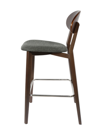 Durafurn Atlanta Barstool - Narrow Ply Backrest - Oak Frame/Black Vinyl Seat & Ply Backrest