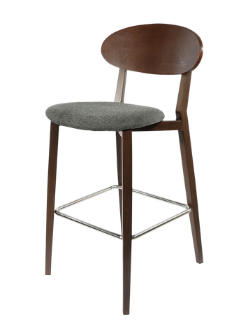 Durafurn Atlanta Barstool - Narrow Ply Backrest - Oak Frame/Black Vinyl Seat & Ply Backrest