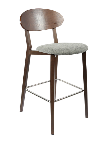 Durafurn Atlanta Barstool - Narrow Ply Backrest - Oak Frame/Black Vinyl Seat & Ply Backrest